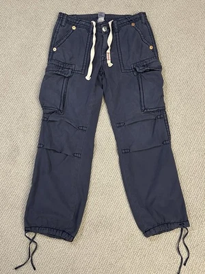 Pantalones True Religion Para Hombre 33 Azul De Colección Paracaidista Utilidad Carga Bolsillos Ejército Foto 1 de 4