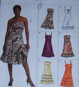 summer PARTY SUNDRESS pattern 6 8 10 strap & strapless ruffles OOP fitted misses - Picture 1 of 1