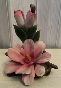 Capodimonte Pink Rose Flower - Savastano Gricci Italy - 6.5" Vintage Porcelain - Picture 1 of 11