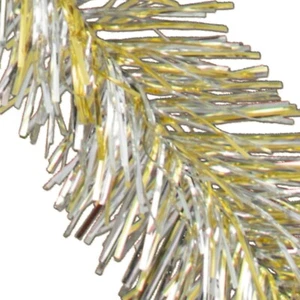 Gold & Silver Tinsel Garland 30FT Length 3IN Width Gold Christmas Tinsel Brush - Picture 1 of 6