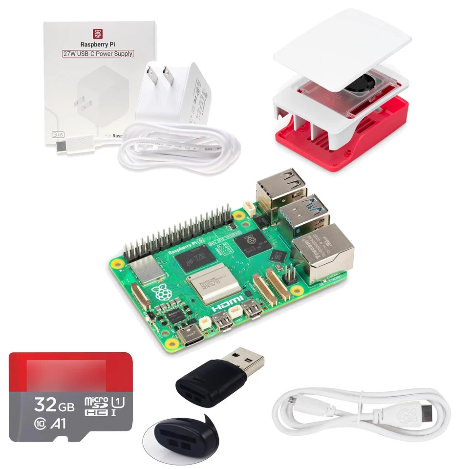 Raspberry Pi 5 16GB Ram Kit - Official 27W PSU, Case, HDMI Cable, 32GB SD Card - Image 1 of 4