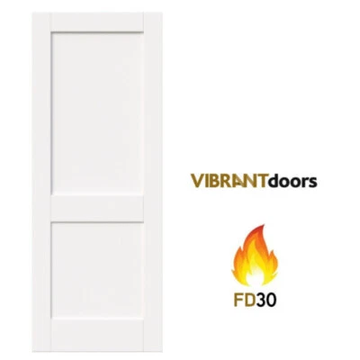 White Shaker Style 2 Panel Prefinished Fire Door - Brand New - Image 1 of 2