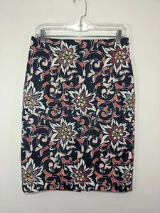 $70 LOFT Blue Gray Floral Print Doubleweave Pencil Skirt Tall size 6 6T NWT - Picture 1 of 7