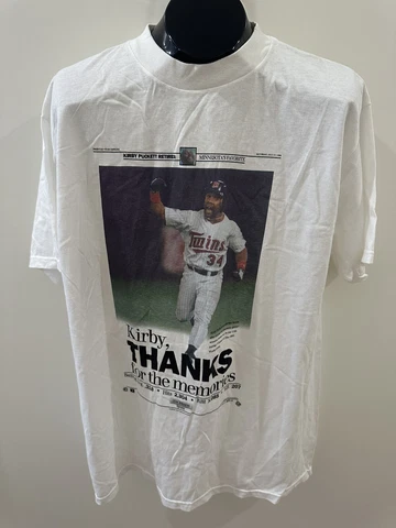 Kirby Puckett Minnesota Twins Vintage T Shirt Star Tribune Newsletter XL 1996 Cover
