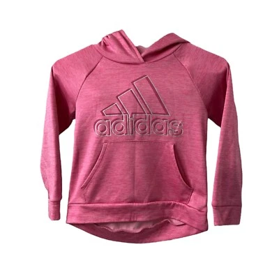 Girl’s Size 6X Hoodie Adidas Pink Big Logo Long Sleeve V-Neck Pullover - Image 1 of 4