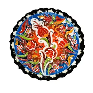 Placa de cerámica turca policromada pintada a mano de 7" con patrón floral hecha a mano - Imagen 1 de 5