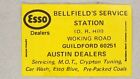 Matchbox label Esso Bellfield’s Service station Woking Road Guildford MU022