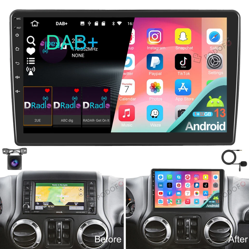 DAB+ 10.1" Android 13 Autoradio GPS Navi Für Dodge Nitro RAM Jeep Grand Cherokee - Bild 1 von 4