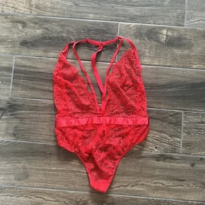 victoria secret Red One Piece Lace Size Medium - Picture 1 of 6