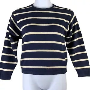 Christian Dior Sz Small Sweater Striped Blue White Long Sleeved Lambswool Blend - Picture 1 of 5