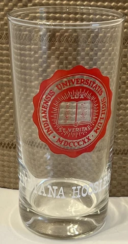 Vintage 1960's University of Indiana Hoosiers 13oz Drinking Glass Seal 5.5” Cover
