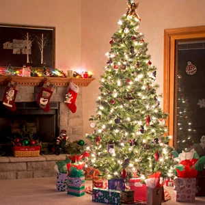 210cm Weihnachtsbaum mit 300 LED Beleuchtung Künstlich Tannenbaum Kunstbaum PVC - Bild 1 von 12