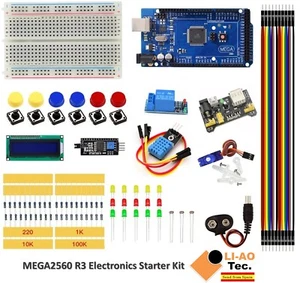 Upgrade Kit MEGA 2560 R3 Breadboard LED LCD SG90 DHT11 Relay MB102 for Arduino - Imagen 1 de 12