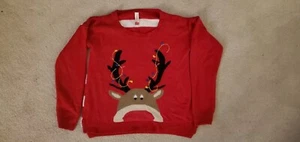 Cute Christmas Sweater Rudolph Juniors size 11-13 - Picture 1 of 7