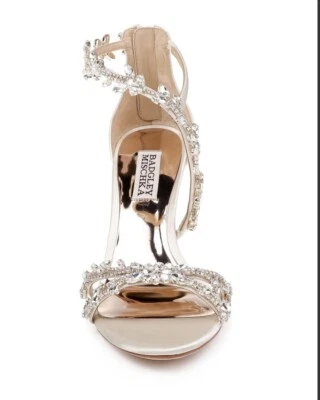 NIB feather By Badgley Mischka Crystal Embellished Wedges Wedding Size 5 - Image 1 of 4