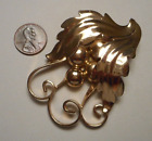 Vintage 1940s Napier Retro Sterling Gold-plated Scrolling Leafy Spray Brooch 25g