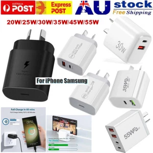 20-55W PD Fast Wall Charger Adapter Type C USB-C Cable For iPhone 14 Samsung S23 - Picture 1 of 66