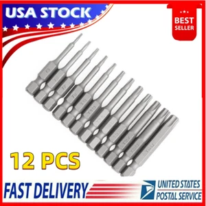 12x Tamper Proof Star Impact Driver Bit Set Security Screwdriver Bits Hex Shank - Picture 1 of 4