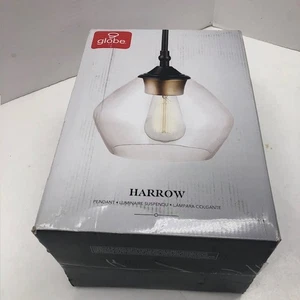 Globe Electric Harrow 1-Light Matte Black Pendant with Clear Glass Shade 60312 - Picture 1 of 6