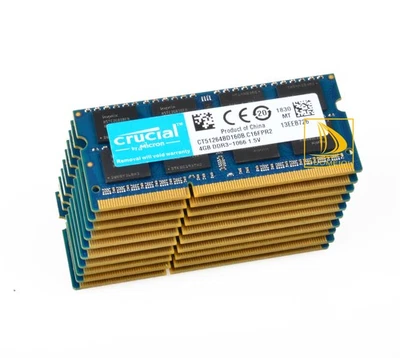 Crucial 10x 4GB 2RX8 PC3-8500S DDR3 1066Mhz SODIMM Laptop Memory RAM 204Pin - Image 1 of 4