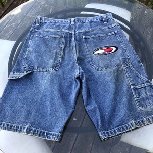 Pantaloncini jeans vintage Y2K Tommy Hilfiger larghi pattinatore cargo falegname denim W40 - Foto 1 di 14