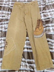 RAW BLUE Jeans 34x32 Built In Boot Hip-Hop Brown Skater Jeans Y2K FUBU Southpole - Picture 1 of 13