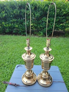 Pair Hvy Brass Stiffel? 30" Hollywood Regency Urn/ Trophy Style Table Lamps - Picture 1 of 4
