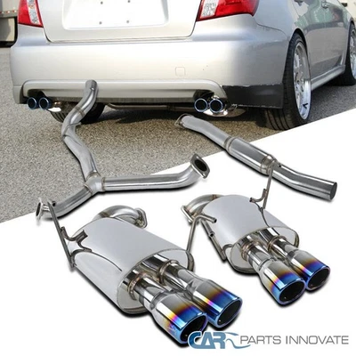 Fits 2008-2014 Subaru Impreza WRX STI S/S Catback Exhaust System Quad Burnt Tip Foto 1 de 4