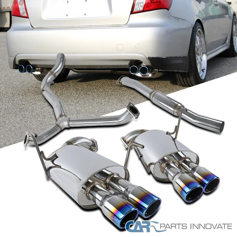 Fits 2008-2014 Subaru Impreza WRX STI S/S Catback Exhaust System Quad Burnt Tip - Image 1 of 4