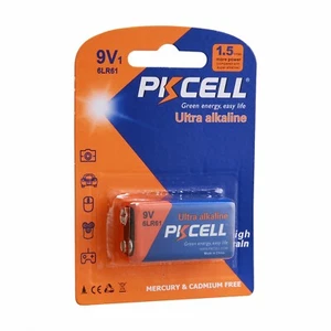 9V Battery 9Volt 6LR61 1604A 6LF22 MN1604 ULTRA Alkaline Battery PKCELL EXP 2028 - Picture 1 of 5