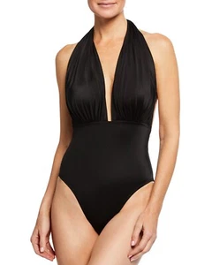 Norma Kamali L33913 Womens Black Halter Low Back One Piece Swimsuit Size M - Picture 1 of 4
