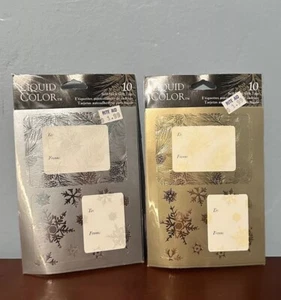 Vintage Color Líquido Navidad 20 Autoadhesivo Etiquetas Regalo Plata Dorado Nuevo de Lote Antiguo - Imagen 1 de 15