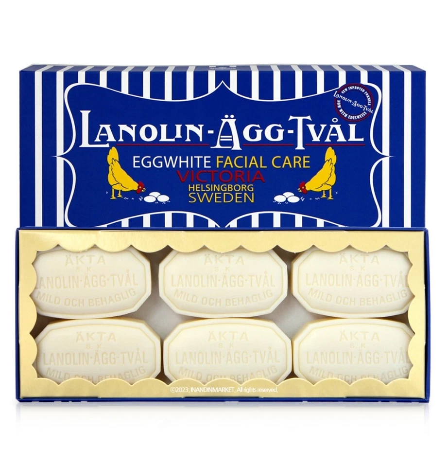 Victoria Lanolin-Agg-Tval Nuevo Paquete de Huevos Suecia Jabón para Huevos Jabón Blanco (50g X 6) Foto 1 de 2