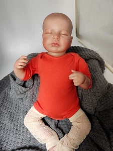 19" Painted Reborn Baby Doll Handmade Vinyl Cloth Body Sleeping Newborn Gift - Picture 1 of 10