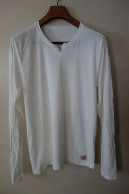  CAMISETA MASCULINA ESPORTIVA MANGA COMPRIDA ALGODÃO OFF WHITE TAMANHO L NOVA SEM ETIQUETAS COM DEFEITOS - Imagem 1 de 4