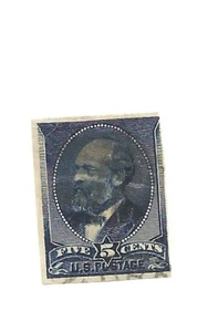 US # 216 straight edge, imperf, bluish gray canceled - Picture 1 of 2