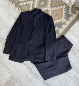 Vintage Christian Dior Monsieur Wool Navy Striped 2 Piece Suit Size S - Bild 1 von 18