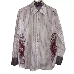 Jimi Hendrix Experience Purple Label Shirt Button Down Embroidered Floral Large - Picture 1 of 11