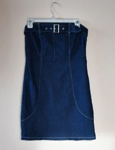 Heart & Heels Juniors Strapless Denim Embellished w/Belt Mini Dress - Size L - Picture 1 of 5