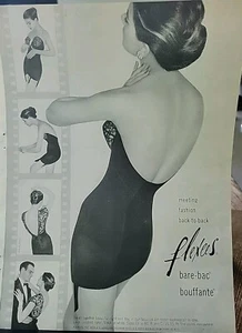 1957 womens Flexees black one piece girdle bra bare bac boufante vintage ad - Picture 1 of 1