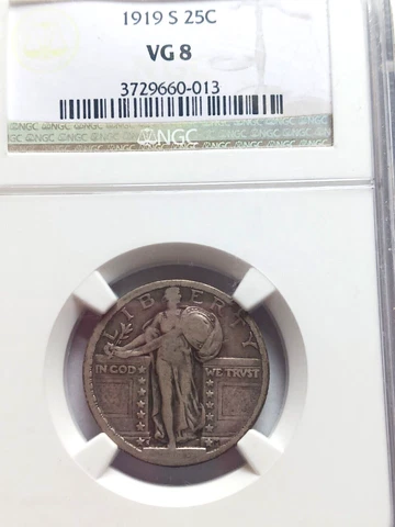 1919 S STANDING LIBERTY QUARTER NGC VG8 Cover