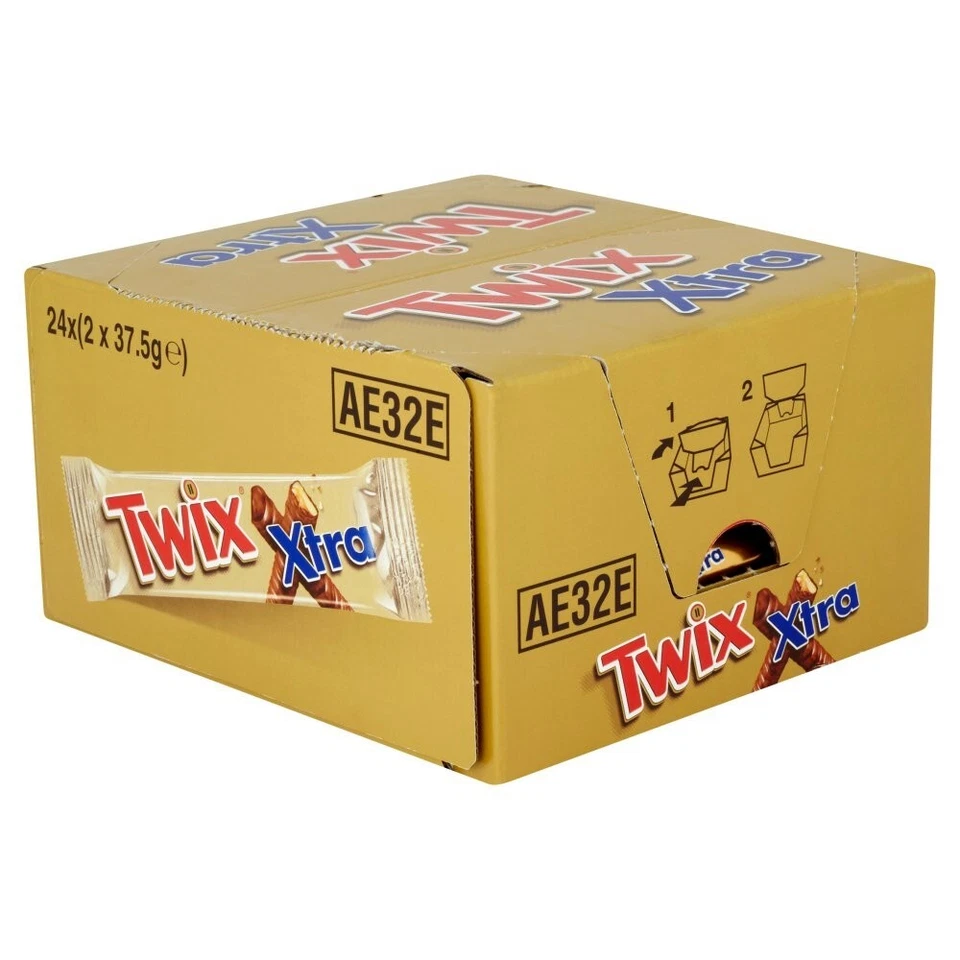 Box of 24 Twix Xtra Chocolate Biscuit Twin Bars 75g Free Tracked Delivery - Image 1 of 1