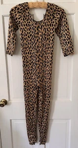 Vtg 70s 80s RARE Long Sleeve Lycra Spandex Bodysuit Leopard Animal Print Dance L - Picture 1 of 8