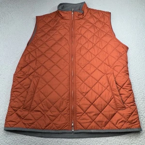 Peter Millar Vest Mens Large Orange Quilted Full Zip Lined Lightweight Hike Golf - Picture 1 of 11