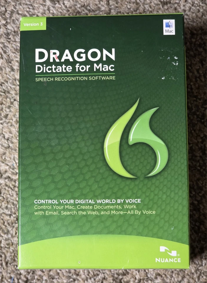 Dragon Dictate For Mac -  Version 3 - Speech Recognition Software - Nuance - New - Image 1 of 4