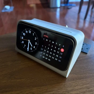 Base de carga modo de espera para iPhone 16 Pro sin estuche reloj despertador PETG gris Foto 1 de 4