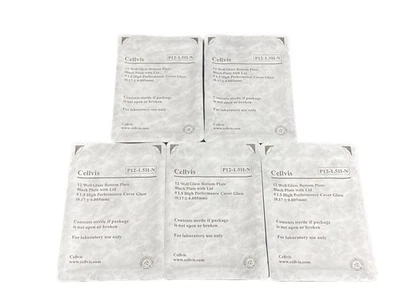 (5) CELLVIS 12-Well 1.5H Glass Bottom Black Culture Plates w/Lid P12-1.5H-N - Image 1 of 4