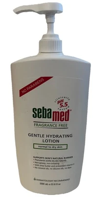 Loção hidratante suave SebaMed Jumbo 33,8 fl oz sem fragrância pH 5,5 testada - Imagem 1 de 2