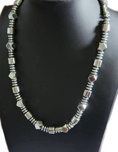 Silver Hematite Necklace with Magnetic Clasp- 20 in - Picture 1 of 3