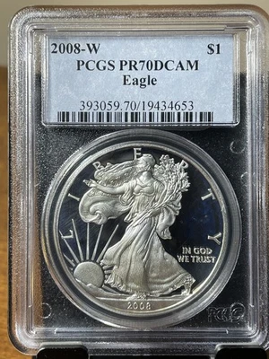 2008-W Silver Eagle Dollar PCGS PR70 DCAM $1 - Image 1 of 2